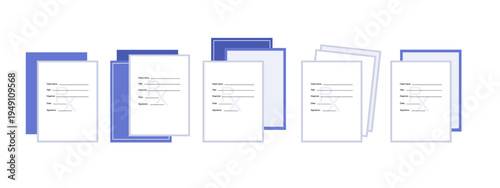 Set of medical prescription form template with Rx symbol, patient information fields. Healthcare document layout with lines for patient name, age, diagnosis, date, signature. Prescription healthcare.