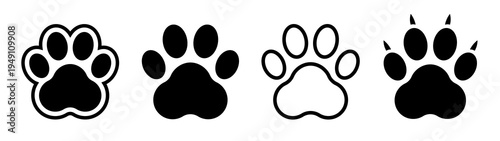 Animal Paw Print icon Set Vector Isolated on white background