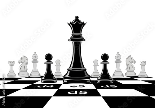 Black chess king and pawns game.
