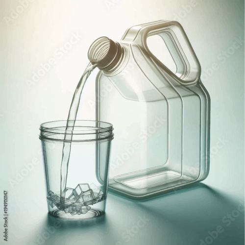 Clear Glass and Water Bottle Pouring.