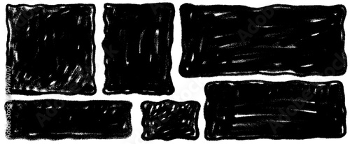 Black background with wiggle motion and block forms, crayon strokes shape a friendly frame for text, square, box and border with fun wiggle block crayon frame energy.