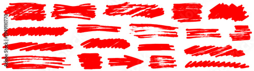 Bright highlight and marker draw underline and strikethrough, highlight and marker guide line, strike, x and stroke in an expressive editing style.