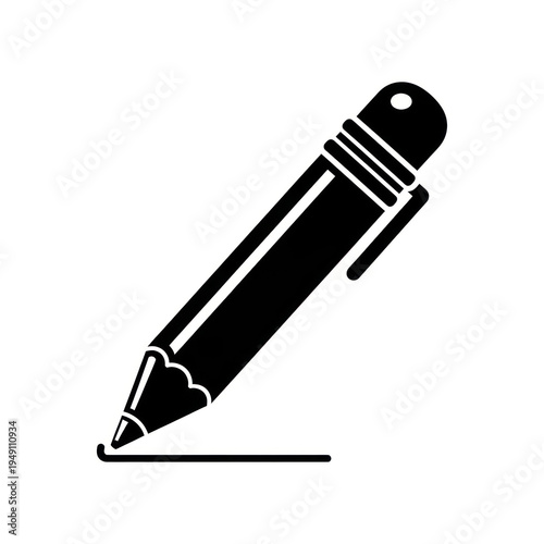 Stylized pencil icon suggesting design, sketching and creative work for graphic projects and branding.