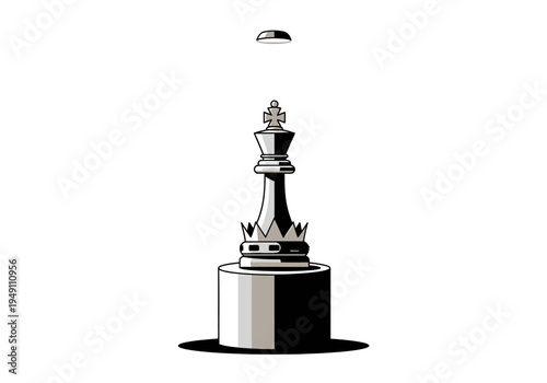 King Chess Piece on Pedestal Base.