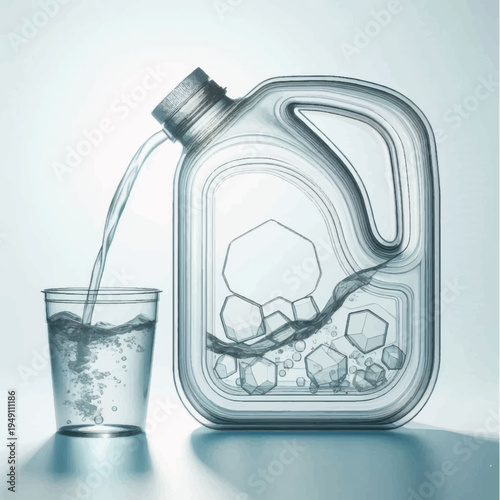 Water Being Poured into Glass from Bottle.