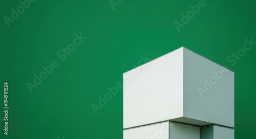 White Cubes Against Green Backdrop: Modern Architectural Minimalism.