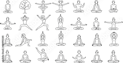 Yoga poses illustrations isolated on transparent background