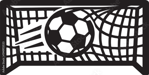 Soccer Ball Scoring Goal Net Icon
