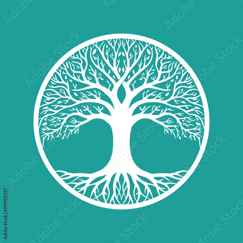 vector tree with green leaves