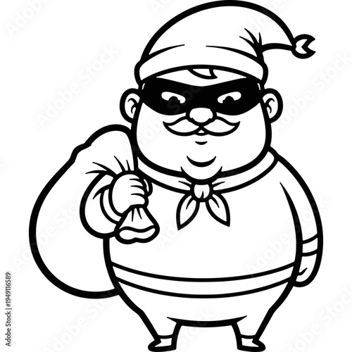 Cartoon of a master thief stealing things.