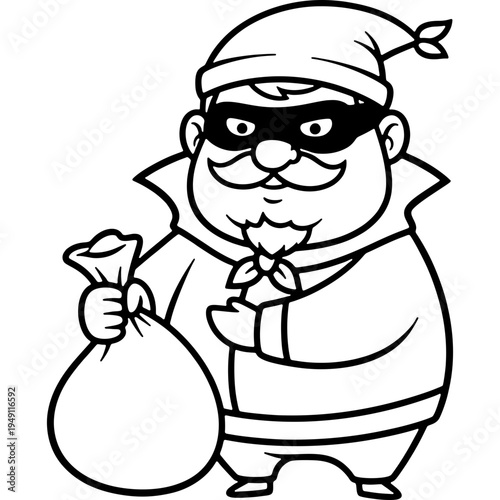 Cartoon of a master thief stealing things.