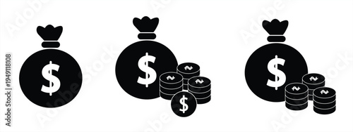 money bag icon, dollar money sack icon vector, vector illustration