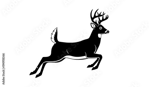 Jumping White Tailed Deer Silhouette Wildlife Animal Vector Clipart