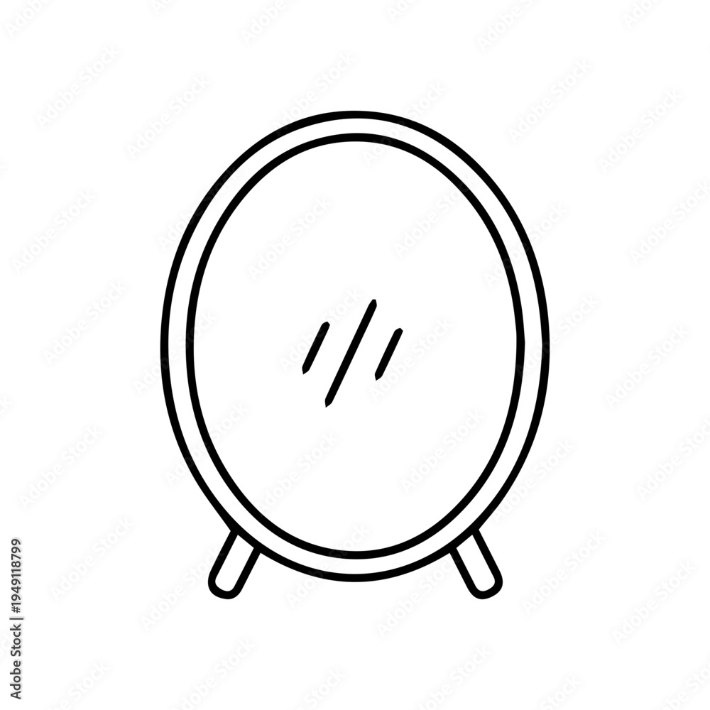 Fototapeta premium Hand-Drawn Oval Table Mirror