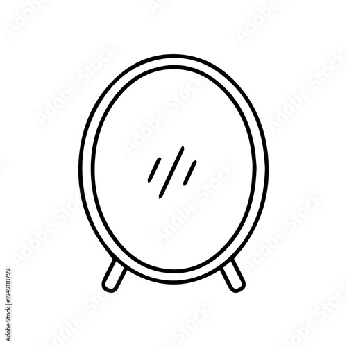 Hand-Drawn Oval Table Mirror
