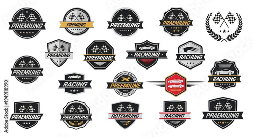 Collection of Vintage Racing Logos and Emblems for Motorsport Enthusiasts.