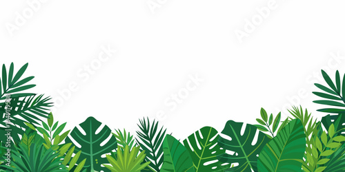 Tropical leaves and foliage forming a decorative border arrangement