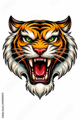 Vector Illustration of New School Style Tattoo of Tiger