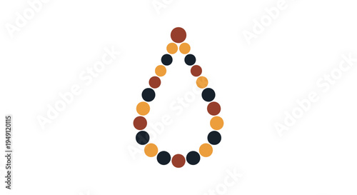 A teardrop shape made of colorful dots.