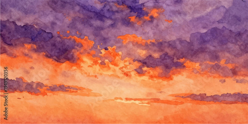 Dramatic fire-red clouds ignite the sky over mountain peaks during a beautiful orange sunset, creating a vibrant nature landscape filled with atmospheric light