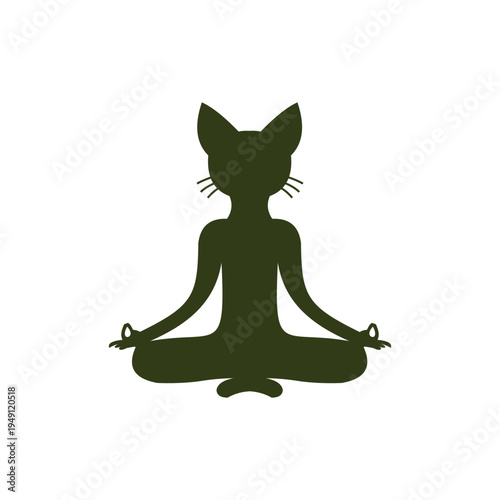 Simple silhouette cat meditation logo