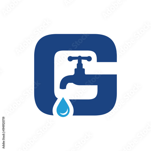 Modern Initial G Pipe and Water Logo