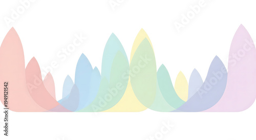 Abstract rainbow wave shapes border with pastel colors and white background