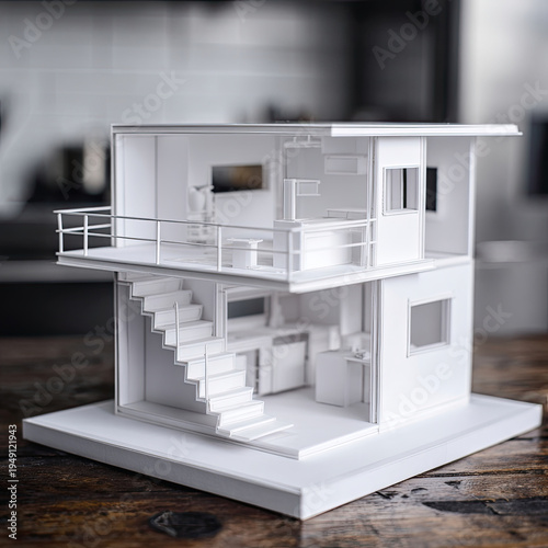 Architectural Model of a Modern TwoStory House Design.