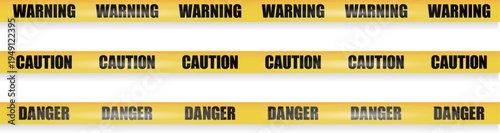 危険・注意のテープのベクター素材　Yellow and black danger tape set for warning and no entry Vector illustration Barrier tape design