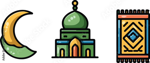 Abstract vector illustration of Egyptian temple and patterned background