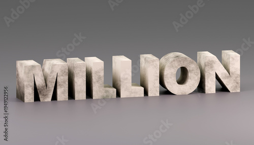 Luxury concrete inscription million on light podium, soft light, smooth background, 3d rendering
