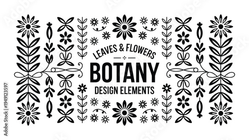 Botanical Design Elements A Timeless Black and White Vector Collection for Crafting Elegant Invitations, Stationery, and Decor