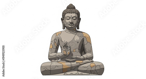 Meditative Buddha Statue with Intricate Details and Serene Expression.
