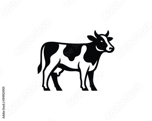 Holstein cow standing livestock agriculture illustration vector logo