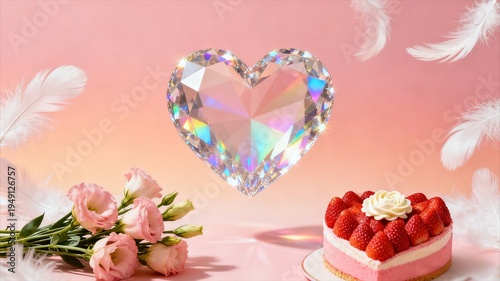 Painterly Couple Kissing in Misty Landscape with Red Leaves, Romance & Melancholy Concept