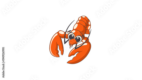 Red Lobster Cartoon Illustration on white background