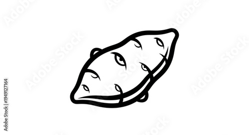 Stylized Sweet Potato Illustration with Rough Brushstroke Texture.