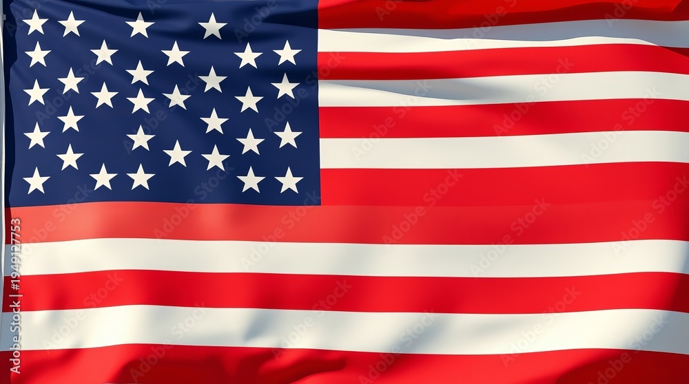 Fototapeta premium American flag waving with white stars on blue background and red white stripes symbolizing unity and freedom in the United States