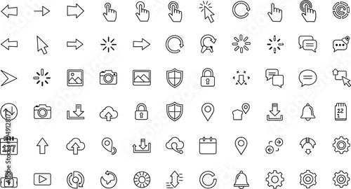 A collection of various icons isolated on transparent background