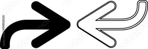 A pair of black and white arrows pointing to the right on a plain background
