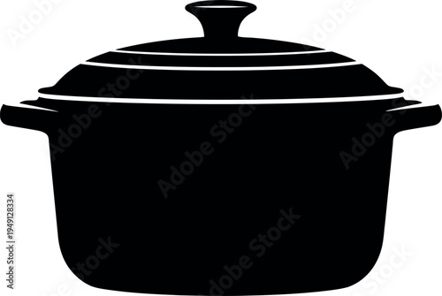 Black silhouette of a dutch oven or heavy cooking pot