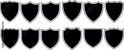 Ten black shield icons arranged in two rows on a white background
