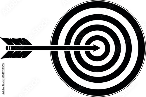 Bullseye target with arrow in center precision and accuracy concept