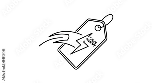 Cyber Monday Sale Price Tag Icon with Fast Lightning Bolt Symbol