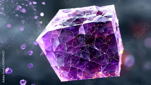 Purple Crystal Gemstone in Space Environment.