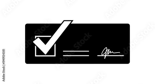 Digital Agreement Confirmation Icon with Checkbox and Signature