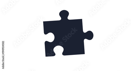 Single Dark Jigsaw Puzzle Piece Isolated on White
