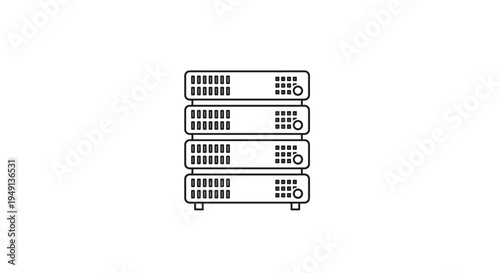 Stacked Servers Rack System Outline Icon