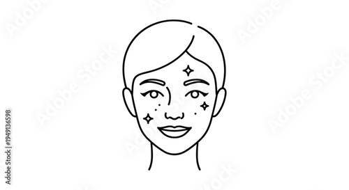 Smiling Woman with Freckles and Glowing Skin Icon