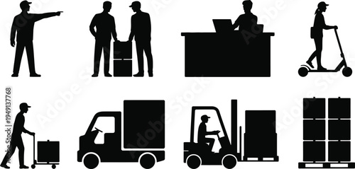Warehouse and logistics icons set